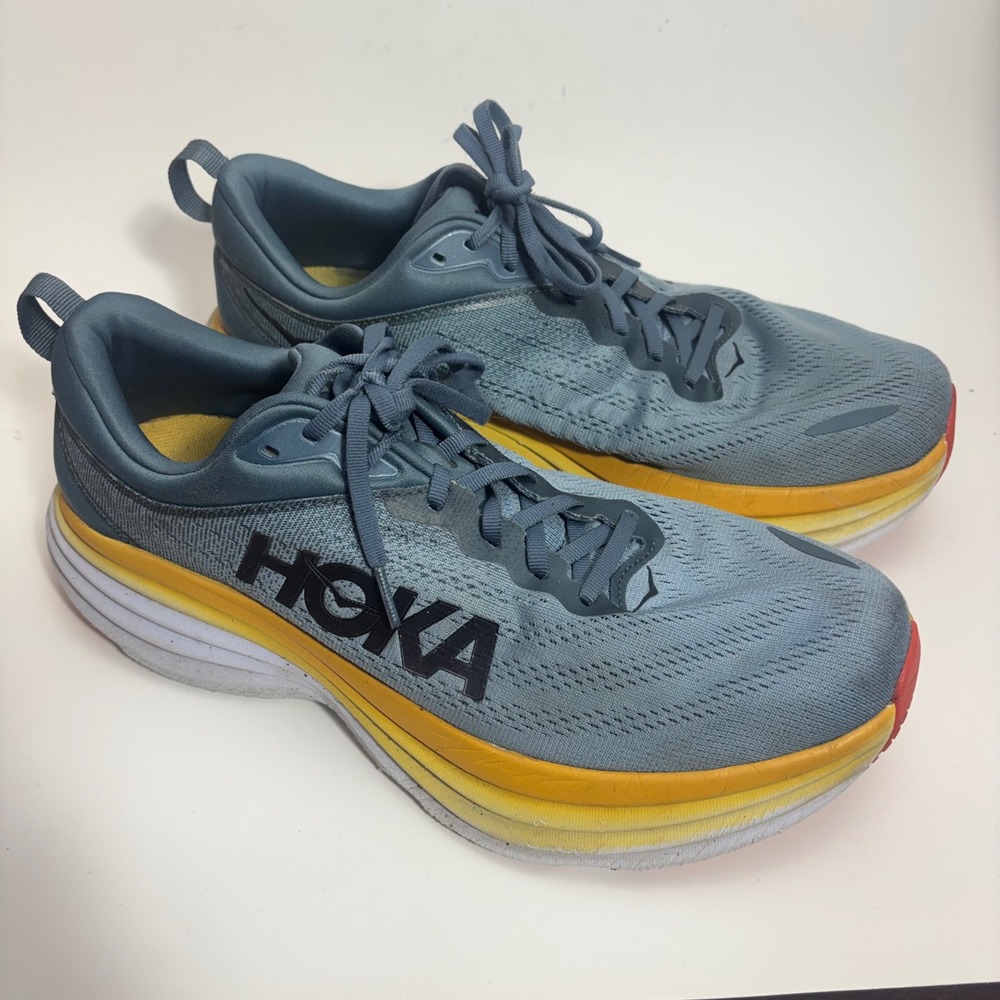 Hoka Bondi 8 Wide Mens 11 2E Running Shoes Slate Amber 1127952 SBMS